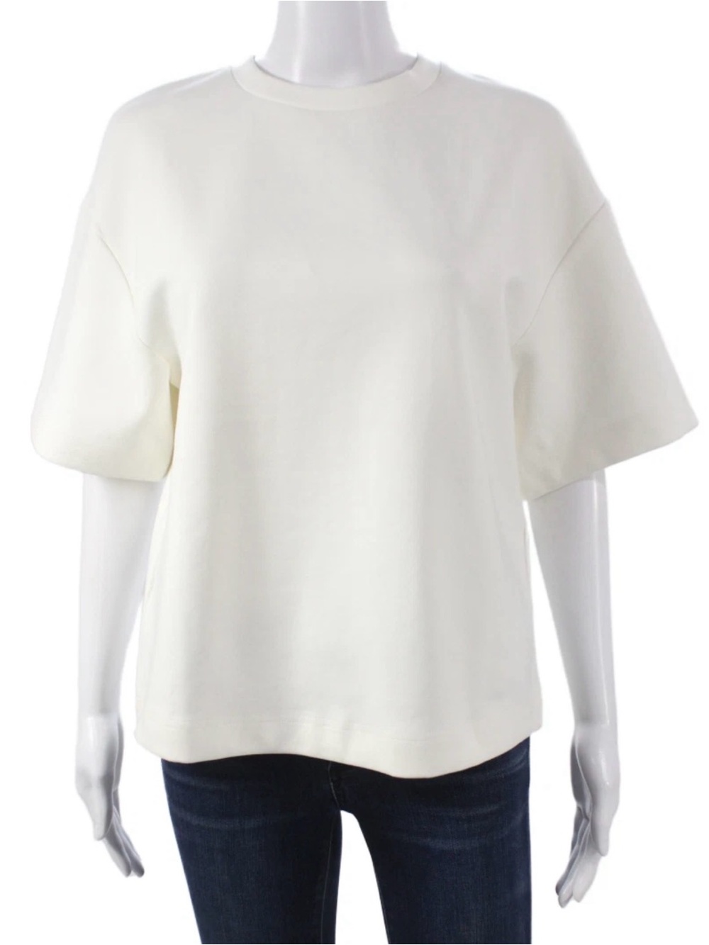 MNG Women Basic White Cotton Crew Neck Short Sleeve T-Shirt Size S
